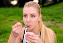 Person Eating Yogurt