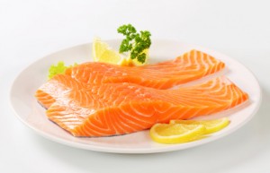 Raw salmon fillets