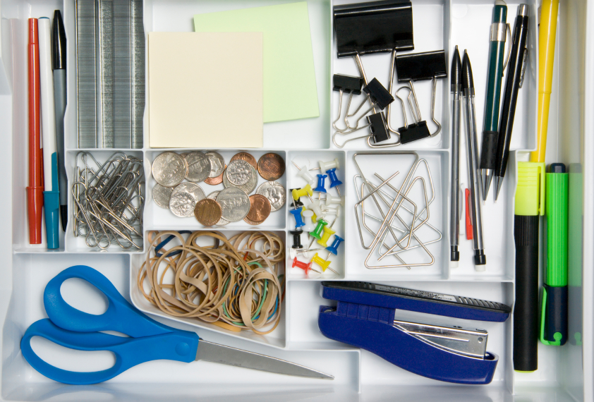 What's in your junk drawer?  Now is a good time to clean it out and organize it.  Here's how!