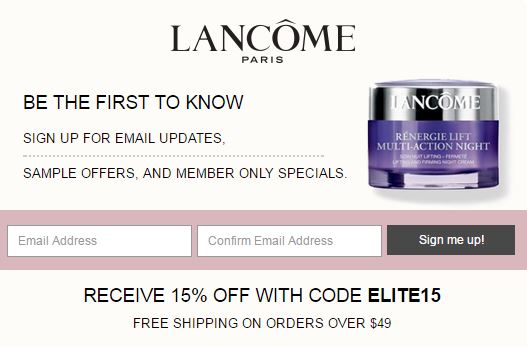 If you love Lancôme, sign up for their emails and be the first to learn about Free Samples and special offers for members only!